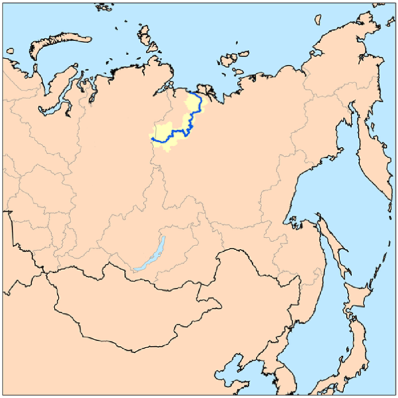 Расположение реки Оленек в России